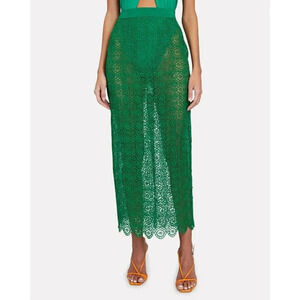 NWOT Ronny Kobo Otto Eyelet Lace Midi Skirt - Lace Scalloped Sheer Cocktail
